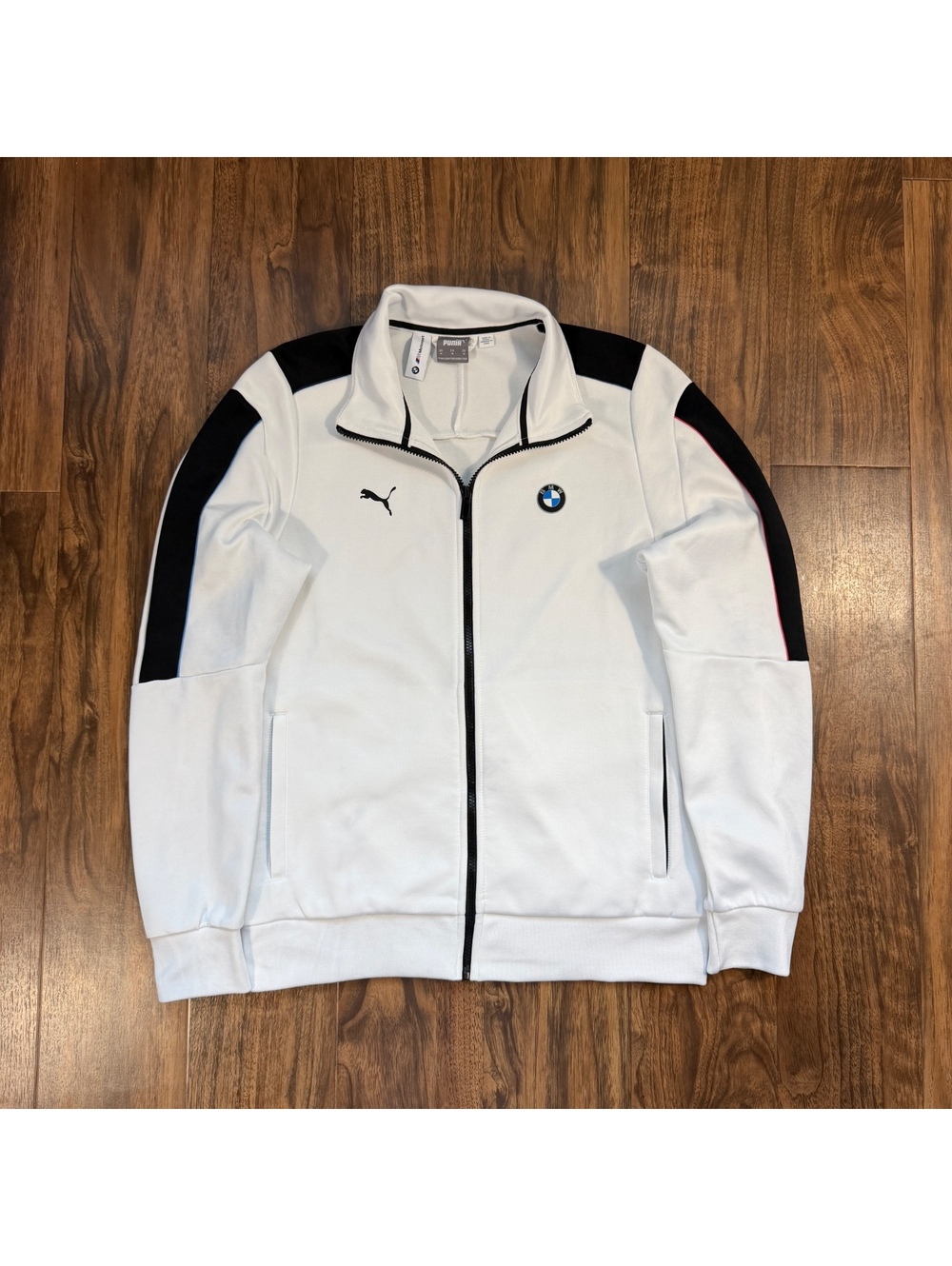 Puma BMW Motorsport Track Jacket Mens Medium White Full Zip Racing Coat